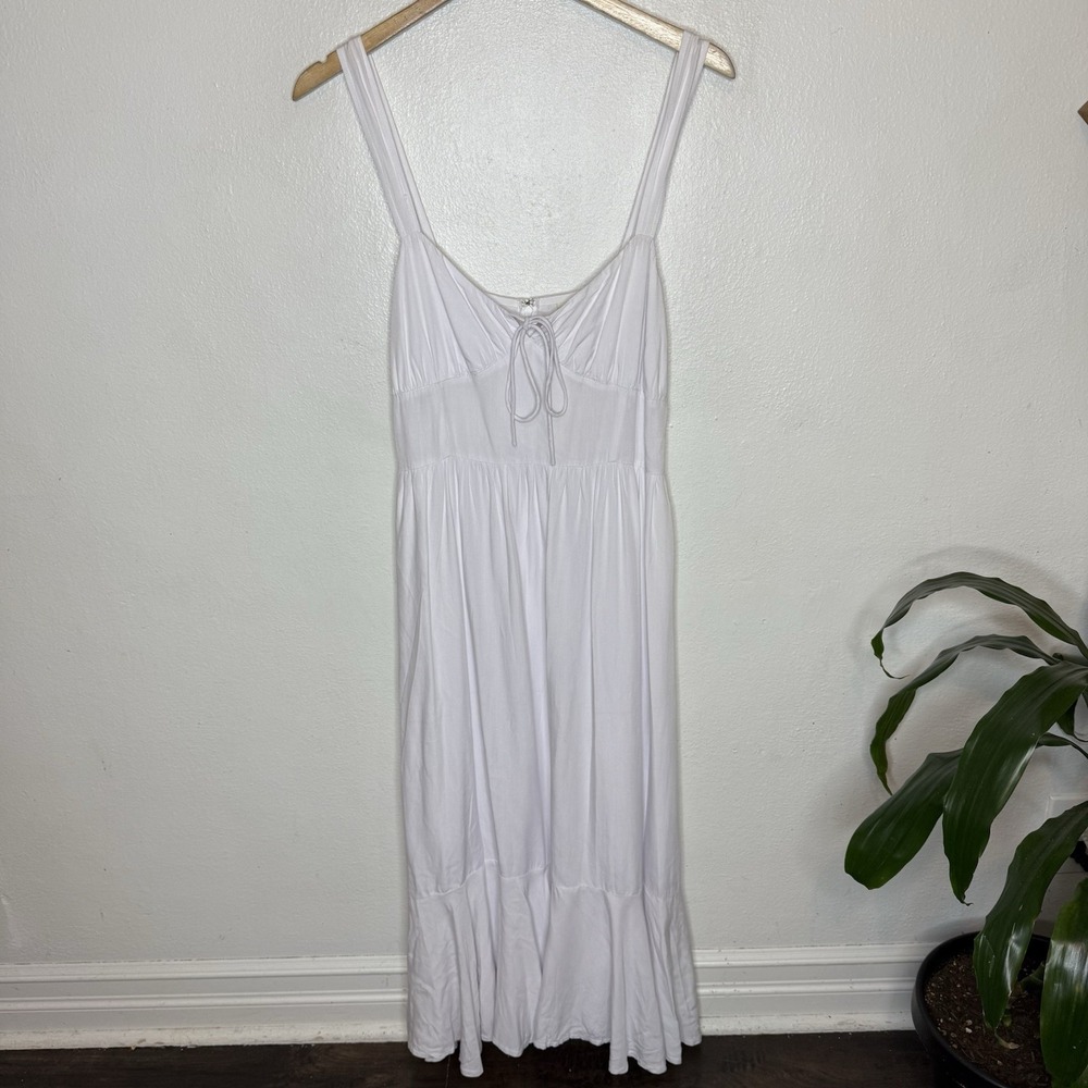 New Valija Gitana Litio White Milkmaid Dress Womens Large Rayon Cottagecore Boho